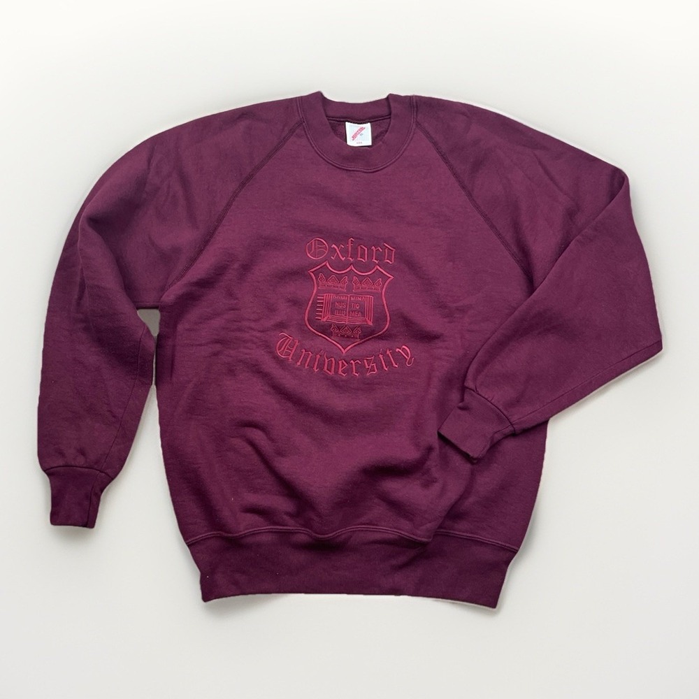 VTG Oxford University Sweatshirt Mens XL Burgundy Jerzees Graphic Scotland Made